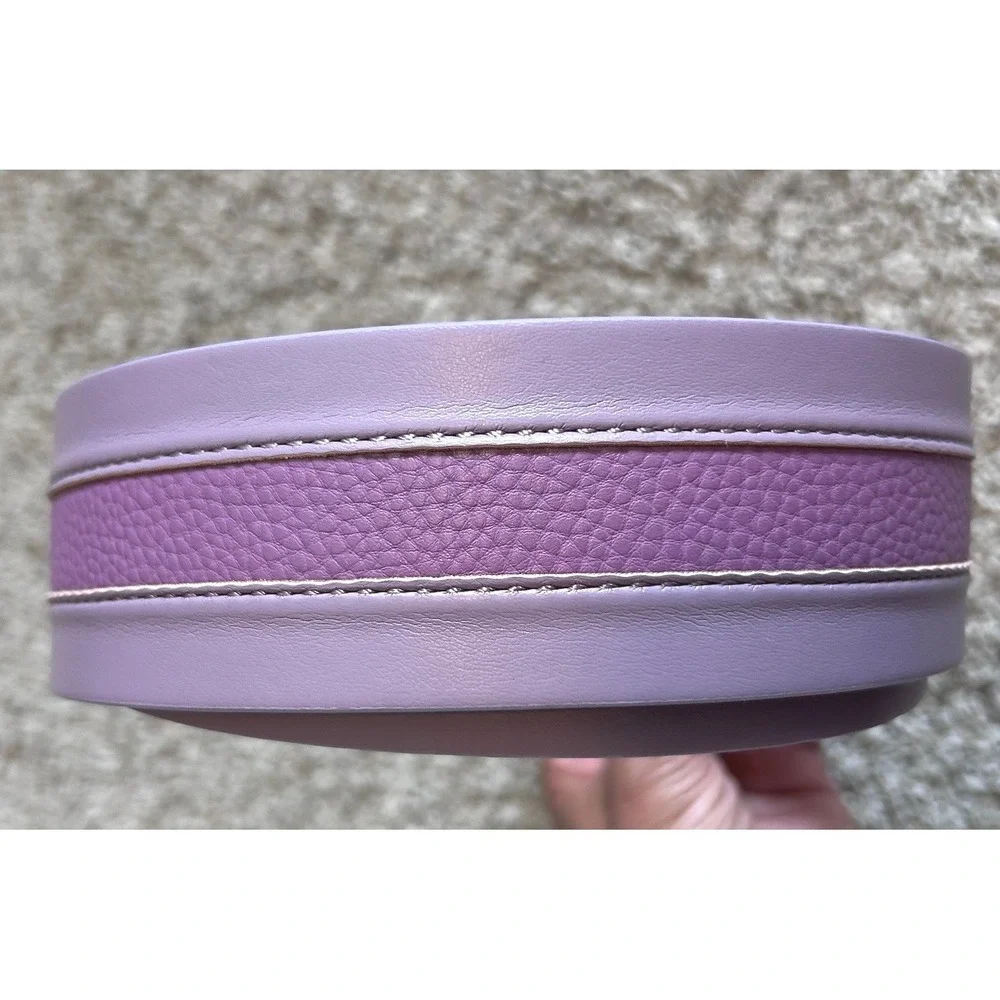 Boho Dopamine Lavender Faux Leather Wide Waist Belt Gold Oval Buckle Purple